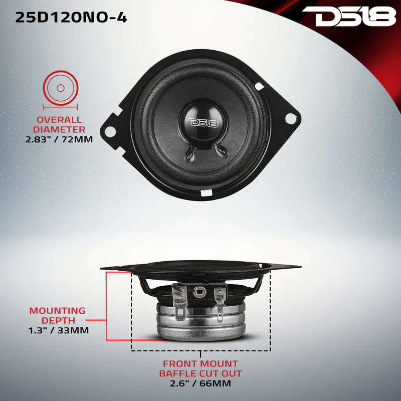 25D120NO-4 2.5" OEM Dashboard Loudspeaker 4 Ohm with Neodymium Magnet - Image 7