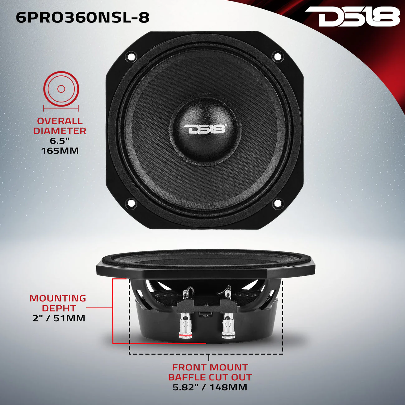 6PRO360NSL-8 Slim Professional Mid-Range Speaker With Neodymium Magnet 180 Watts Rms 8-Ohm - Image 7