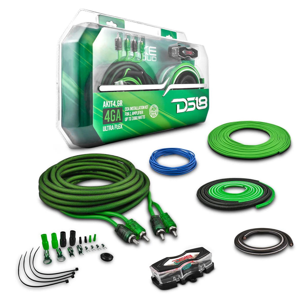 AKIT4.GR 4-GA Amplifier Installation Kit -Green - Image 3