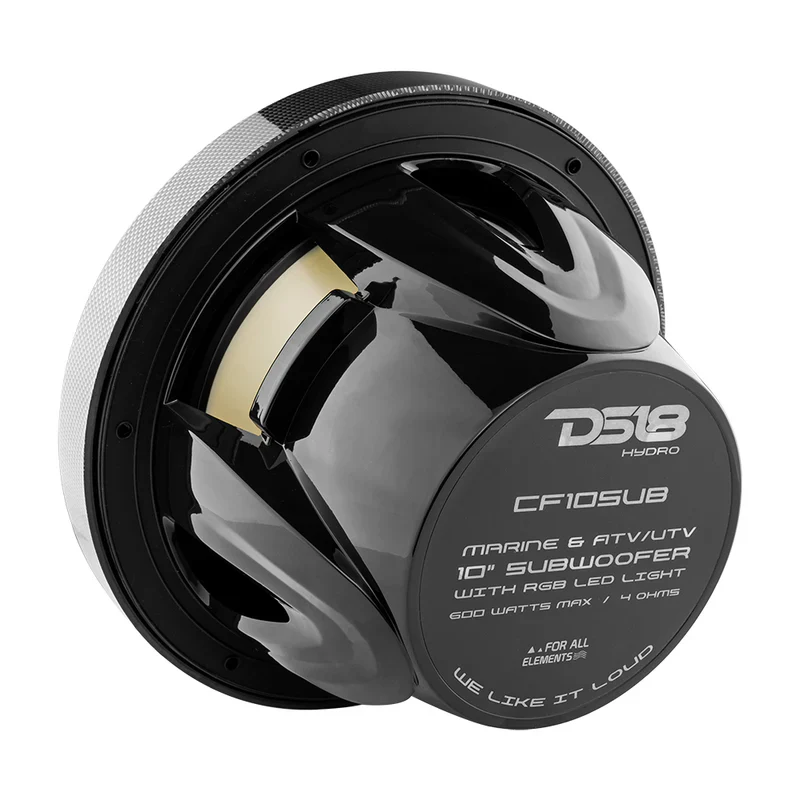 CF-10SUB NXL 10" Marine Subwoofer With LED RGB Lights 300 Watts Rms SVC 4-Ohm -Black Carbon Fiber - Image 4