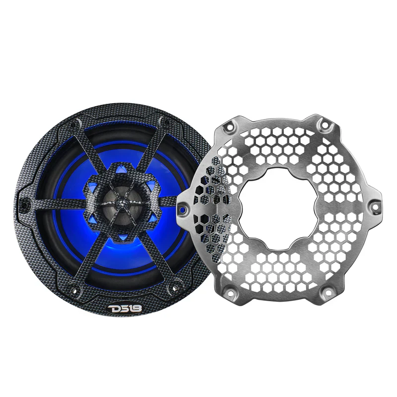 CF-65M NXL 6.5" 2-Way Coaxial Marine Speaker With LED RGB Lights 100 Watts Rms 4-Ohm - Black Carbon Fiber - Image 4