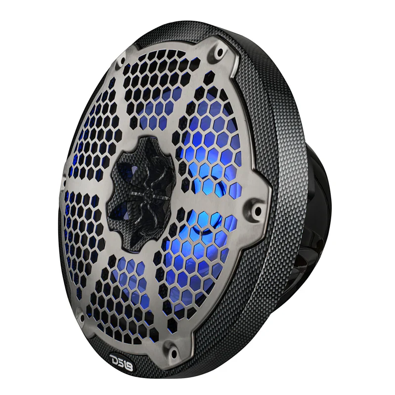CF-8M NXL 8" 2-Way Coaxial Marine Speaker With LED RGB Lights 125 Watts Rms 4-Ohm - Black Carbon Fiber - Image 6