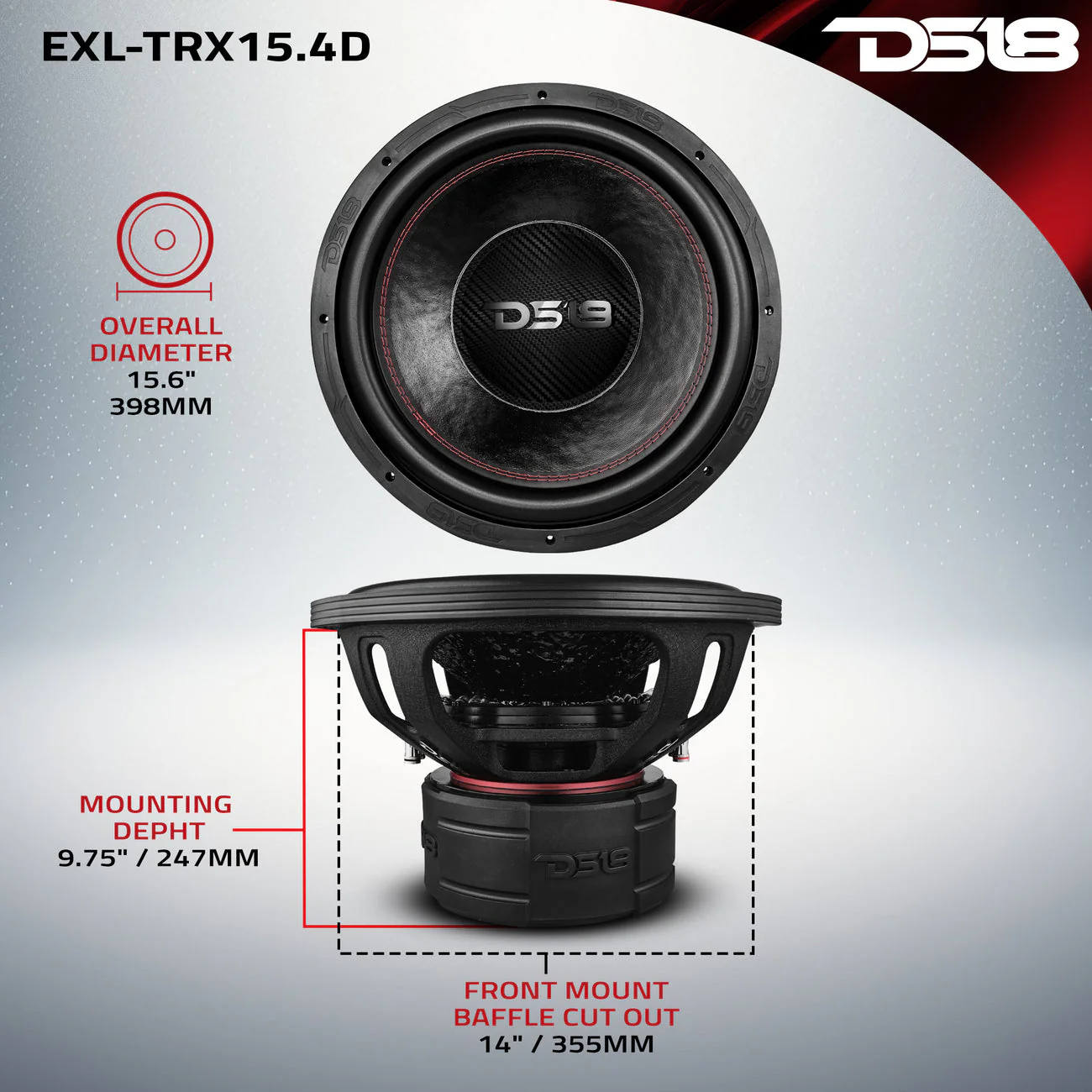 EXL-TRX15.4D 15” Subwoofer Quad Stack with Reinforced Cone 3000 Watts RMS 4” Dvc 4-Ohm - Image 2