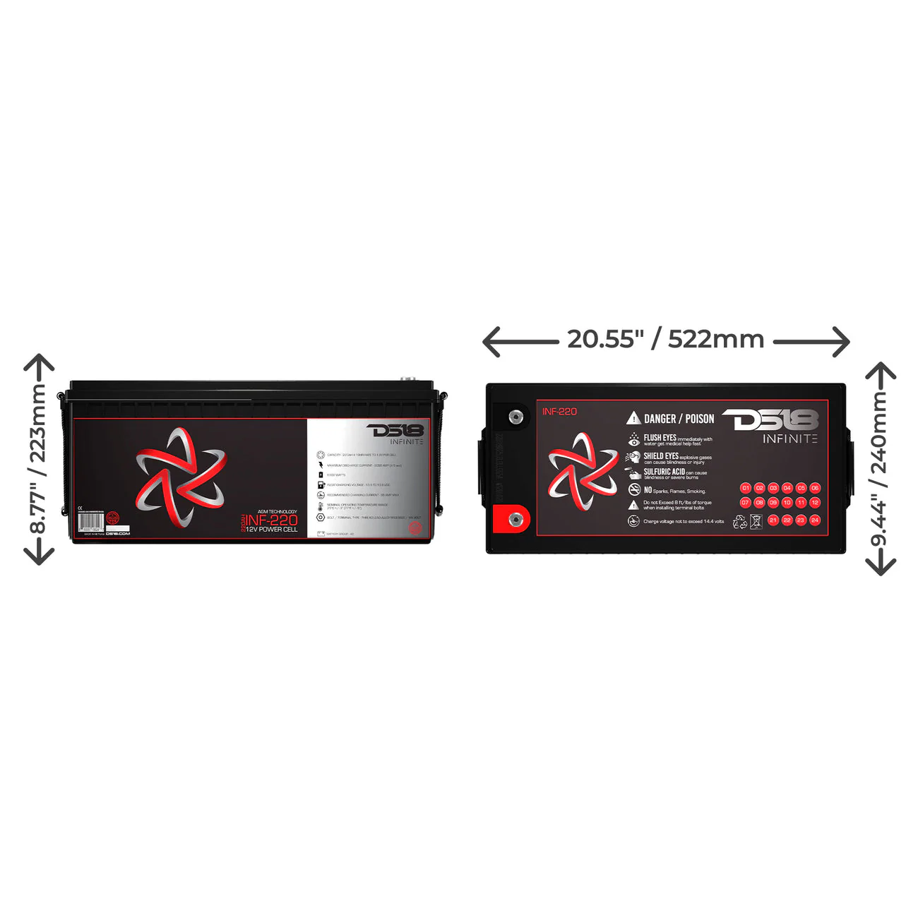 INF-220AH INFINITE 6500 Watts 220 AH AGM Power Cell - Image 2