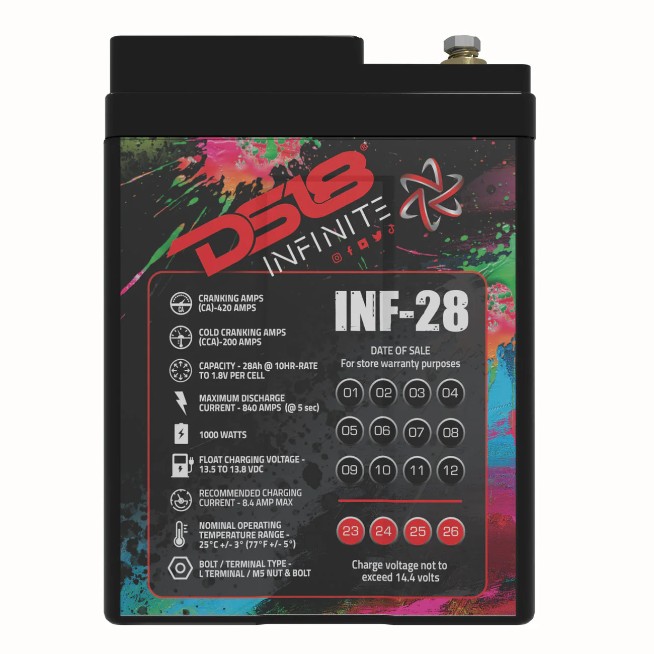 INF-28AH INFINITE 28 AH AGM Power Cell Battery - Image 4