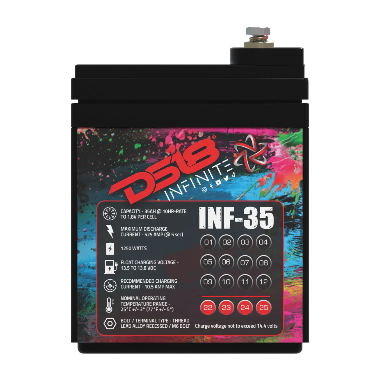 INF-35AH INFINITE 35 AH 1250 Watts AGM Power Cell 12 Volt Battery - Image 5