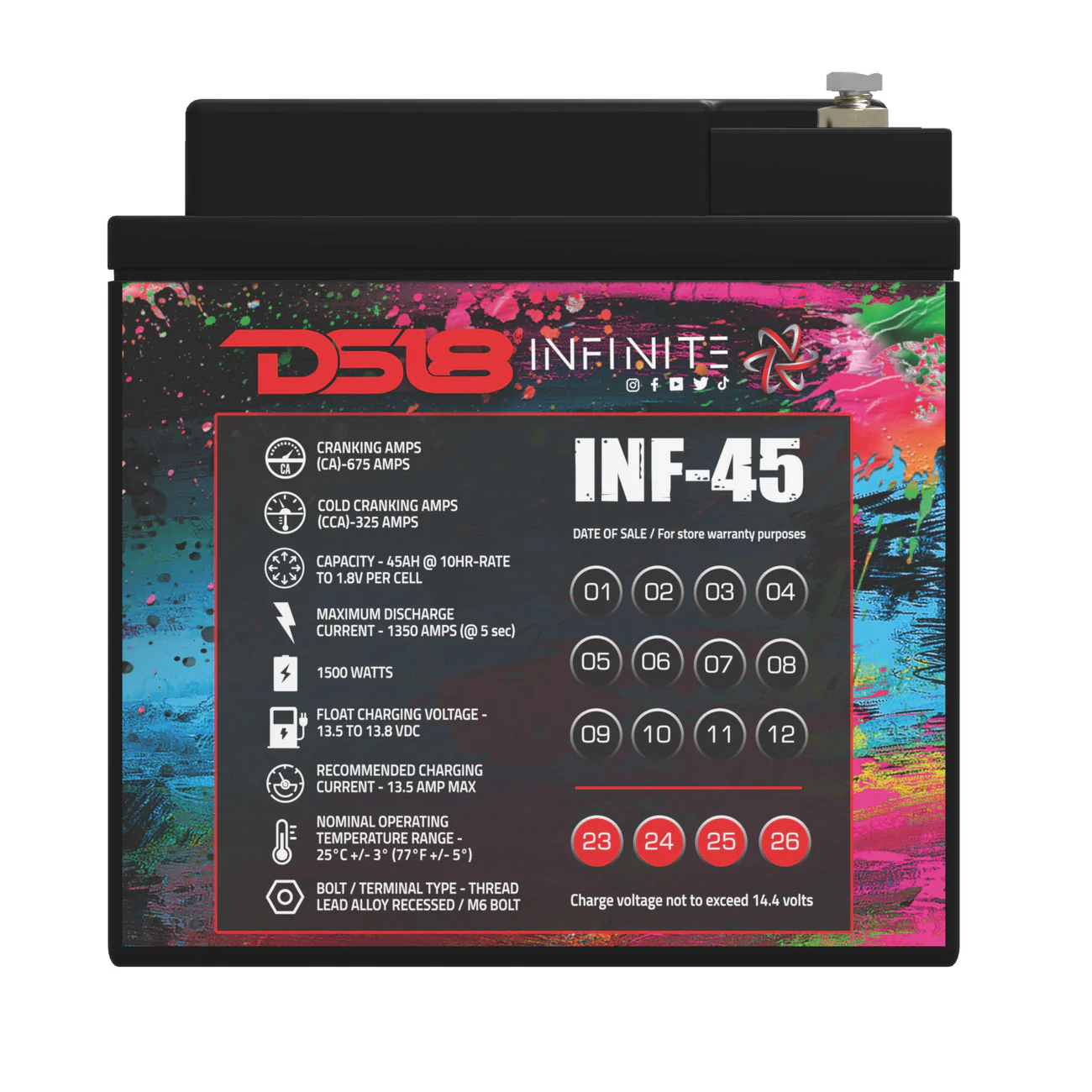 INF-45AH INFINITE 45 AH AGM Power Cell Battery - Image 5