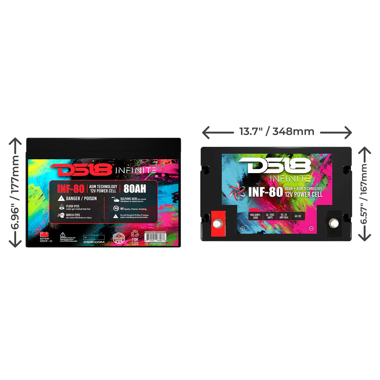 INF-80AH INFINITE 80 AH 2300 Watts AGM Power Cell 12 Volt Battery - Image 3