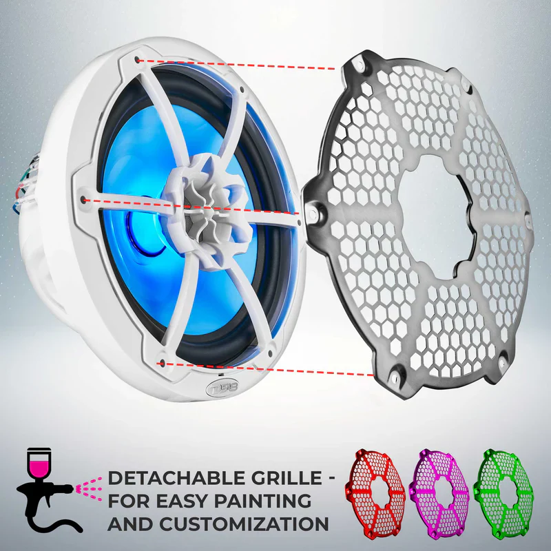 NXL-10M/WH NXL 10" 2-Way Coaxial Marine Speaker with RGB LED Lights 200 Watts Rms 4-Ohm - Image 8
