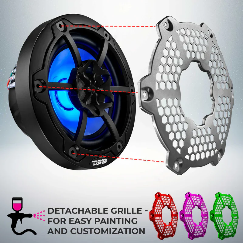 NXL-6M/BK NXL 6.5" 2-Way Coaxial Marine Speaker with RGB LED Lights 100 Watts Rms 4-Ohm - Image 4
