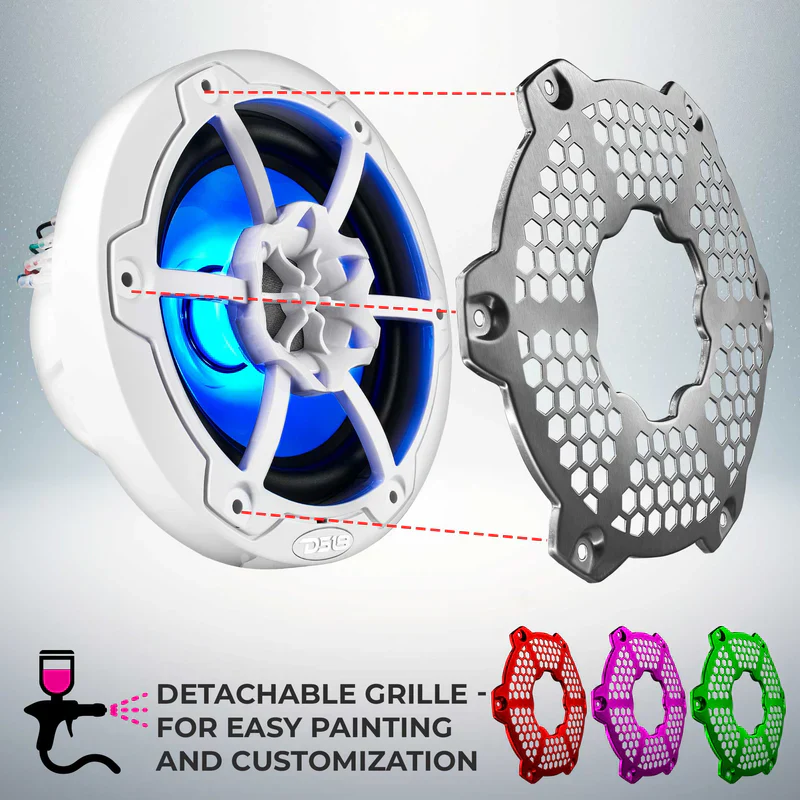 NXL-6M/WH NXL 6.5" 2-Way Coaxial Marine Speaker With LED RGB Lights 100 Watts Rms 4-Ohm - White - Image 2