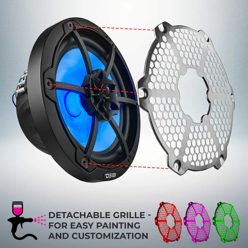 NXL-8M/BK NXL 8" 2-Way Coaxial Marine Speaker With LED RGB Lights 125 Watts Rms 4-Ohm - Black - Image 2