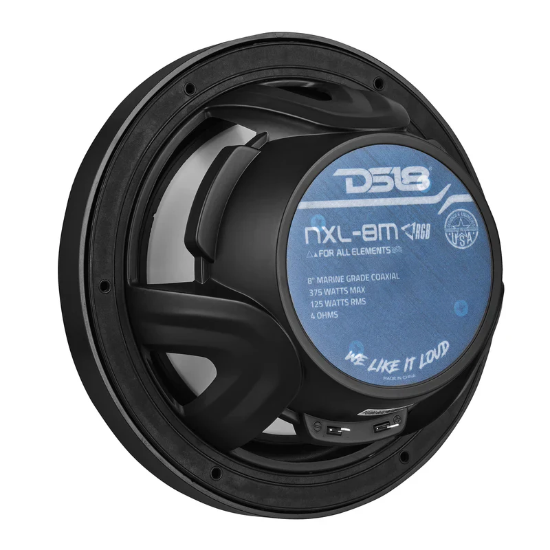 NXL-8M/BK NXL 8" 2-Way Coaxial Marine Speaker With LED RGB Lights 125 Watts Rms 4-Ohm - Black - Image 3