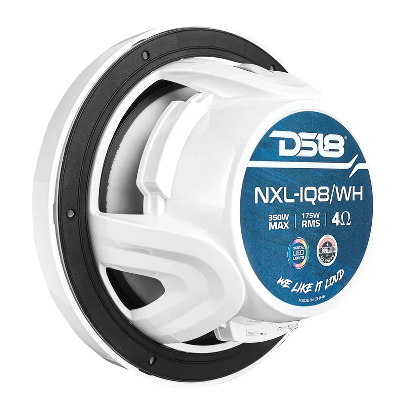 NXL-IQ8/WH NXL 8" 2-Way Coaxial Marine Speaker With Digital Led Lights And Bullet Tweeter 175 Watts 4-Ohm - Image 2