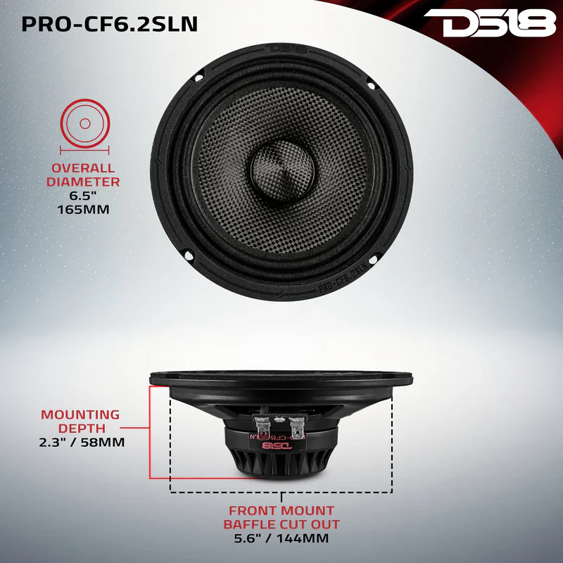 PRO-CF6.2SLN 6.5” Slim Motorcycle & Motorsports Loudspeaker With Neodymium Magnet and Water Resistant Carbon Fiber Cone | 2-Ohm 150W RMS - Image 7