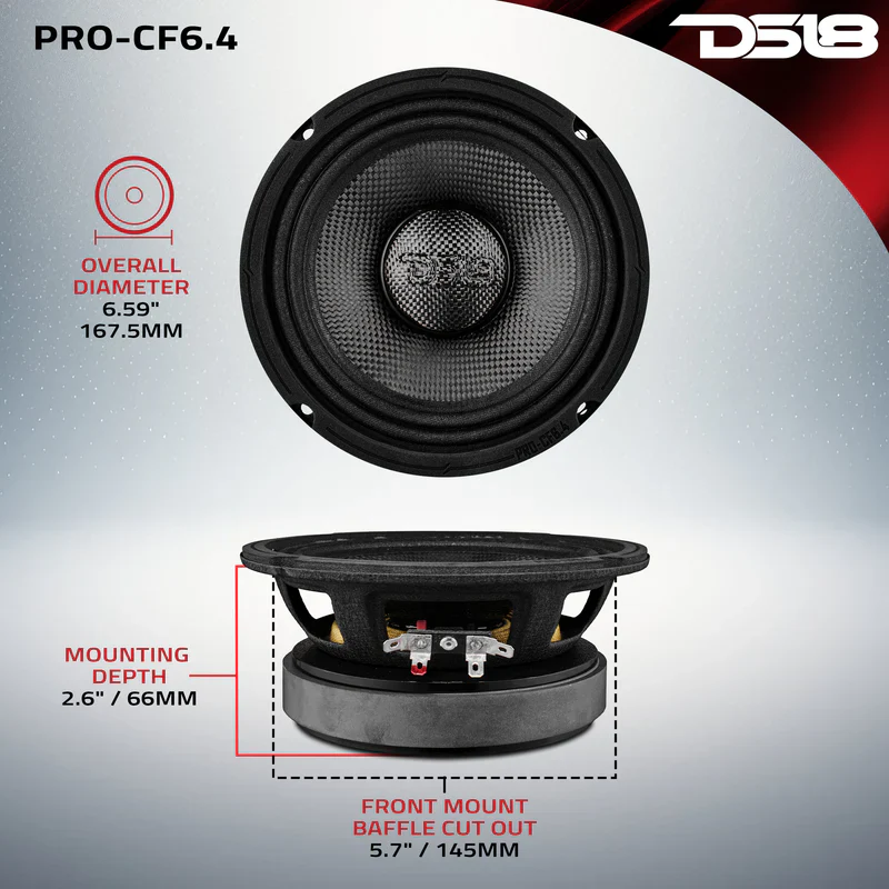 PRO-CF6.4 6.5” Motorcycle & Motorsports Loudspeaker With Water Resistant Carbon Fiber Cone | 4-Ohm 300W RMS - Image 7