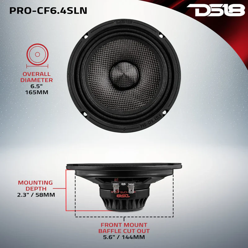 PRO-CF6.4SLN 6.5” Slim Motorcycle & Motorsports Loudspeaker With Neodymium Magnet and Water Resistant Carbon Fiber Cone | 4-Ohm 150W RMS - Image 7