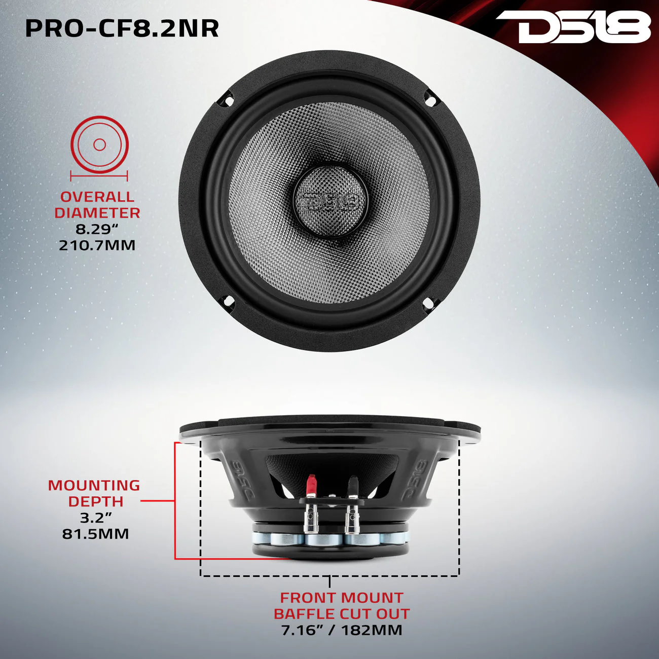 PRO-CF8.2NR Neodymium Carbon Fiber Water resistant Cone Mid-Bass Loudspeaker 300 Watts Rms 2-Ohm - Image 7