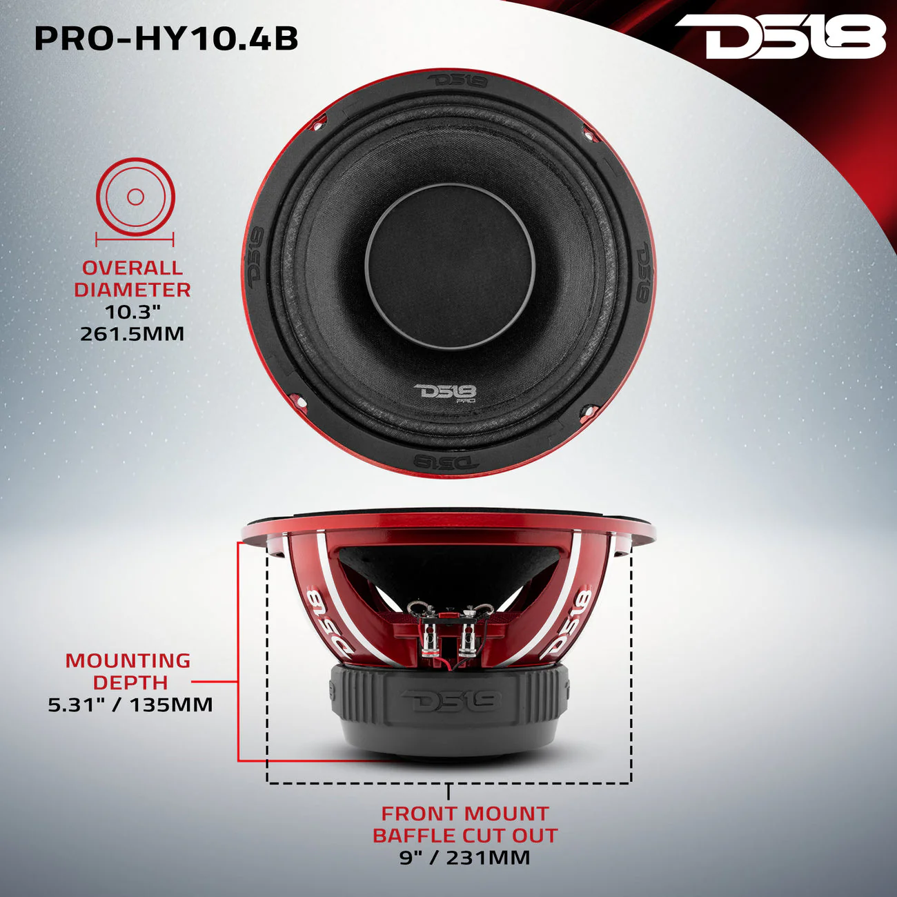 PRO-HY10.4B 10" Water Resistant Hybrid Mid-Range Loudspeaker with Built-in Driver 350 Watts Rms 4-Ohm - Image 7