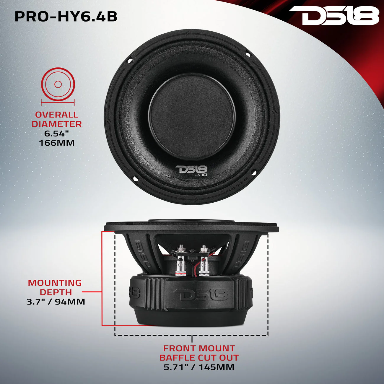 PRO-HY6.4B Coaxial Hybrid Mid-Range Water resistant Cone Loudspeaker with Built-in Driver 225 Watts Rms 4-Ohm - Image 6