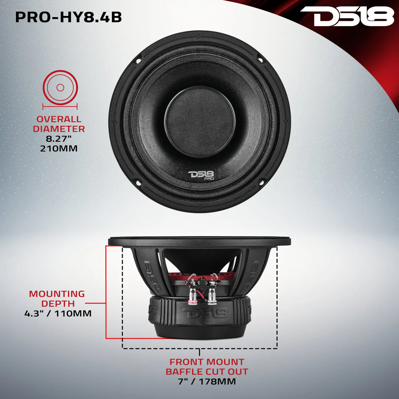 PRO-HY8.4B Coaxial Hybrid Mid-Range Water resistant Cone Loudspeaker with Built-in Driver 250 Watts Rms 4-Ohm - Image 7