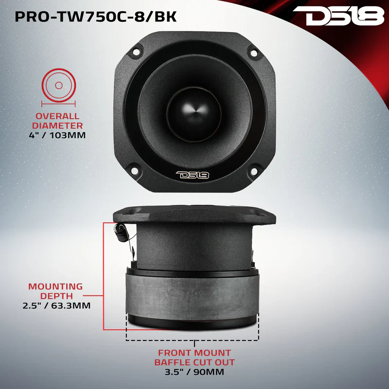 PRO-TW750C-8/BK 4" Super Bullet Tweeter with 1.5" Titanium Voice Coil and Oversized Ferrite Magnet 200 Watts 8-Ohm - Image 3