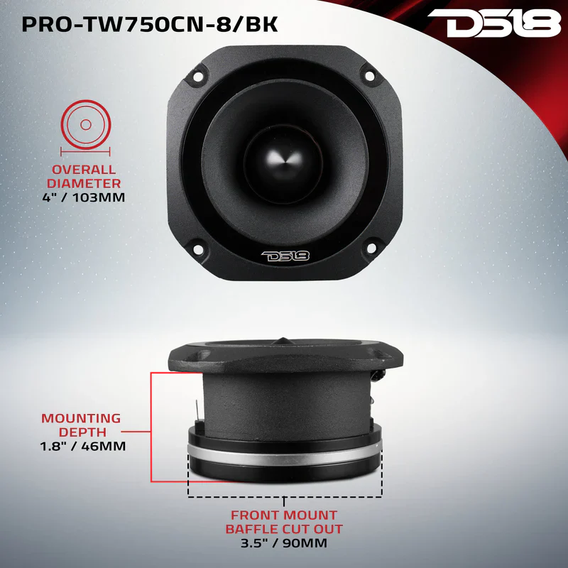 PRO-TW750CN-8/BK 4" Super Bullet Tweeter with 1.5" Titanium Voice Coil Neodymium Magnet 220 Watts 8-Ohm - Image 7