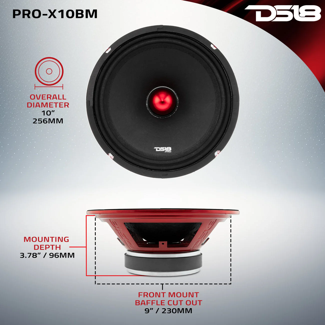 PRO-X10BM 10" Mid-Range Bullet Loudspeaker 300 Watts Rms 8-Ohm - Image 7