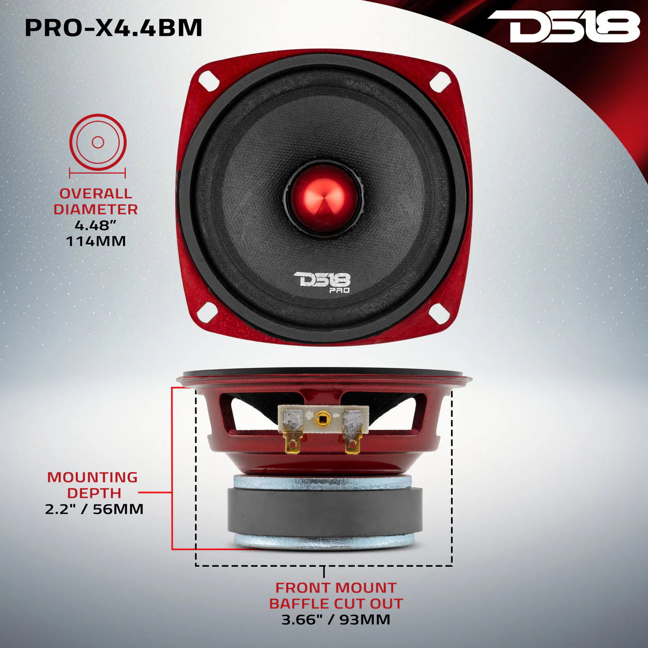 PRO-X4.4BM Mid-Range Bullet Loudspeaker 100 Watts Rms 4-Ohm - Image 7
