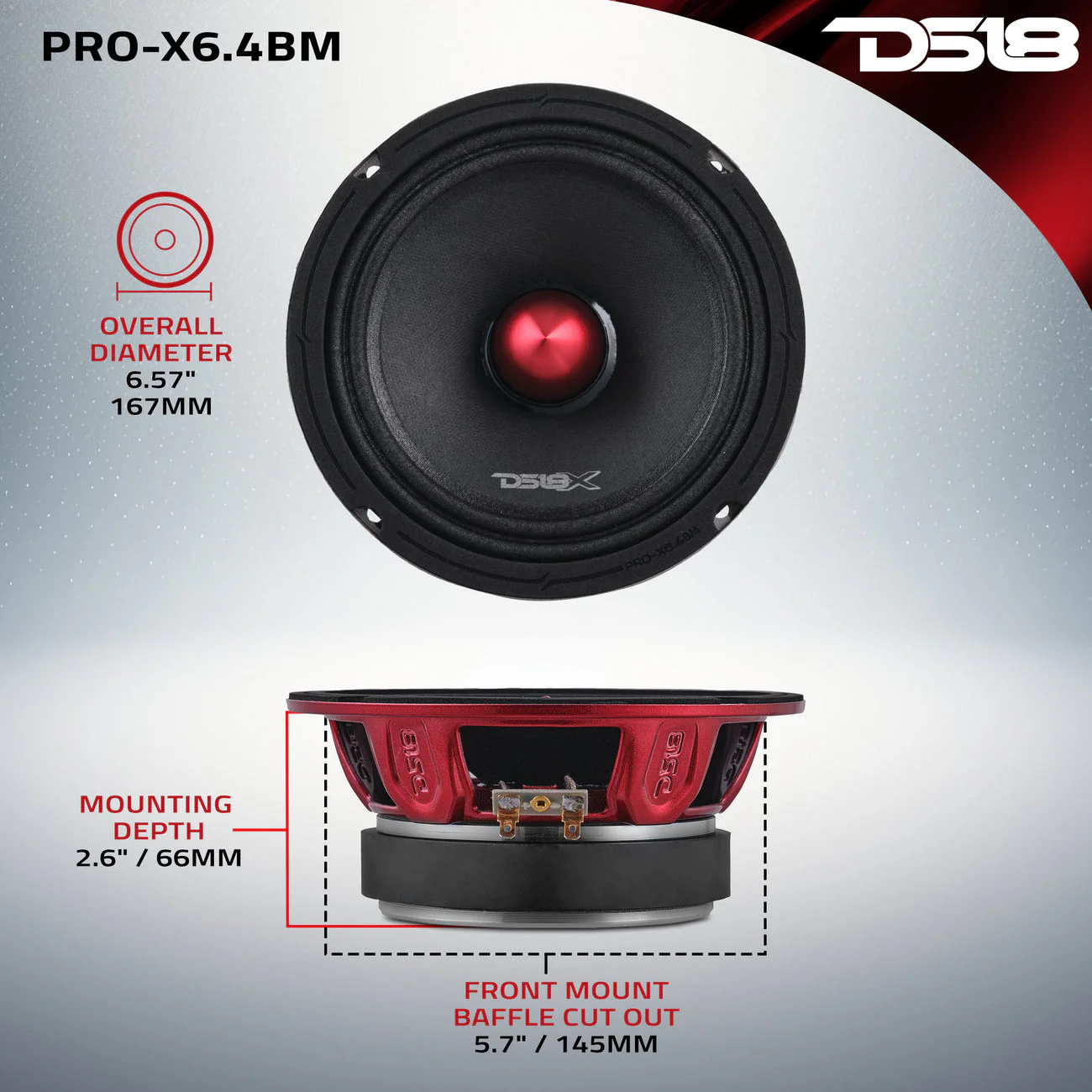 PRO-X6.4BM Mid-Range Bullet Loudspeaker 250 Watts Rms 4-Ohm - Image 7