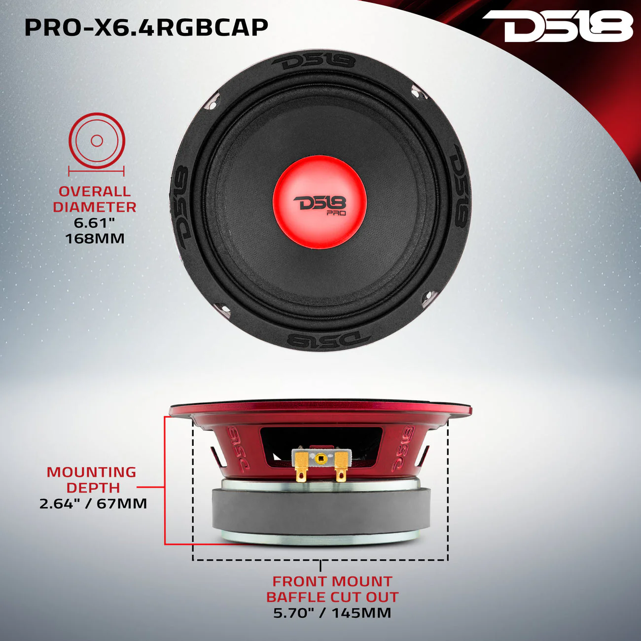 PRO-X6.4RGBCAP Mid-Range Loudspeaker with RGB Light Dust Cap 250 Watts Rms 4-Ohm - Image 7