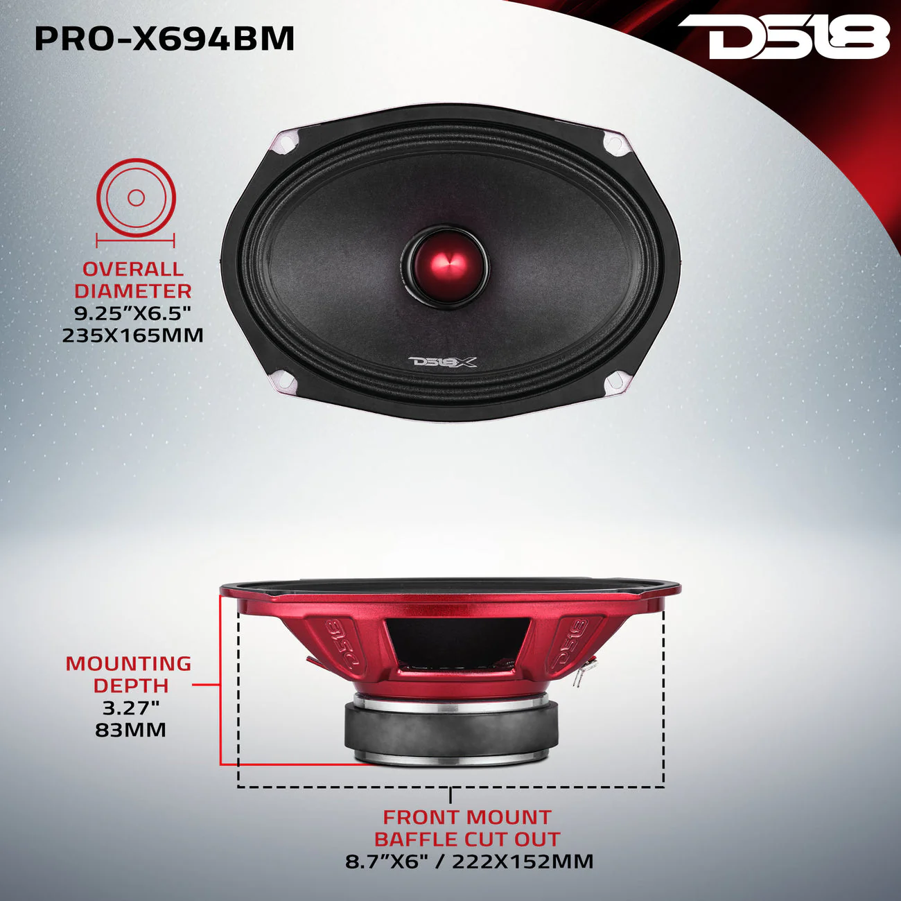 PRO-X694BM Mid-Range Bullet Loudspeaker 200 Watts Rms 4-Ohm - Image 8