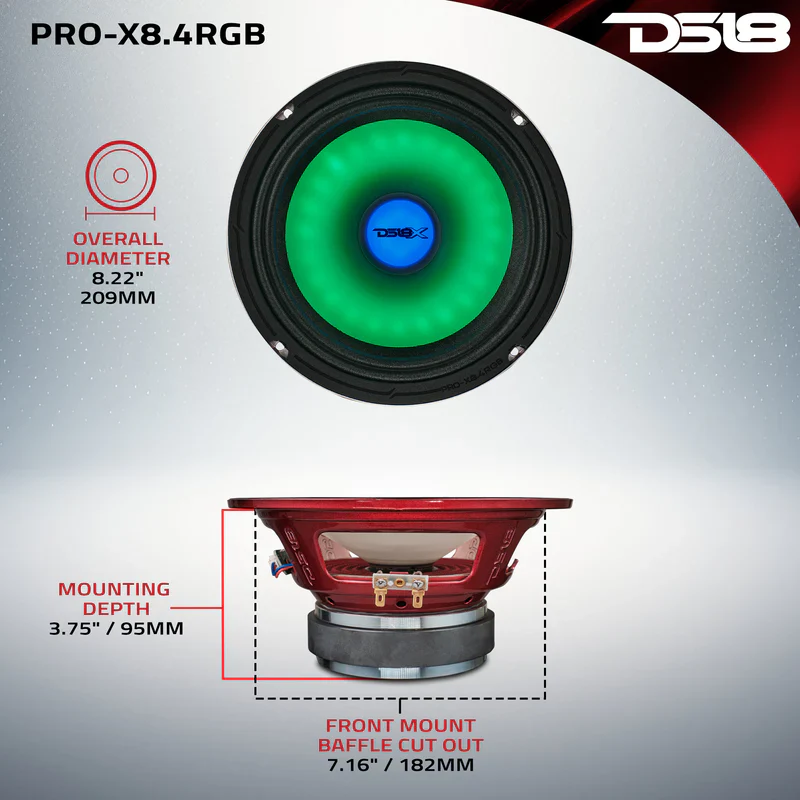 PRO-X8.4RGB 8" Mid-Range Loudspeaker with Dual RGB LED For Cone & Dust Cap 275 Watts 4-Ohm - Image 7