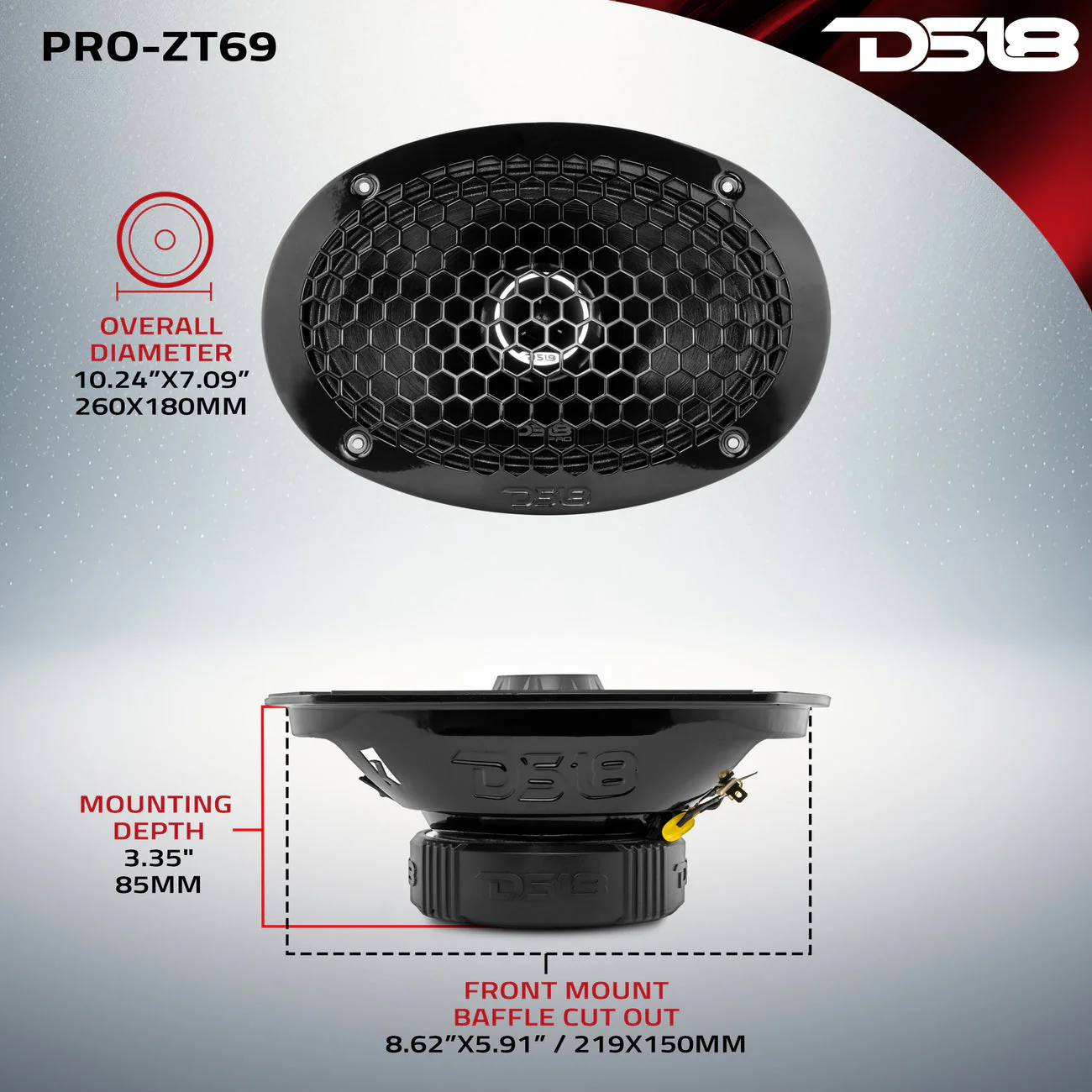 PRO-ZT69 Coaxial Mid-Range Loudspeaker with Water Resistant Cone Built-in Bullet Tweeter and Grill 275 Watts Rms 4-Ohm - Image 7