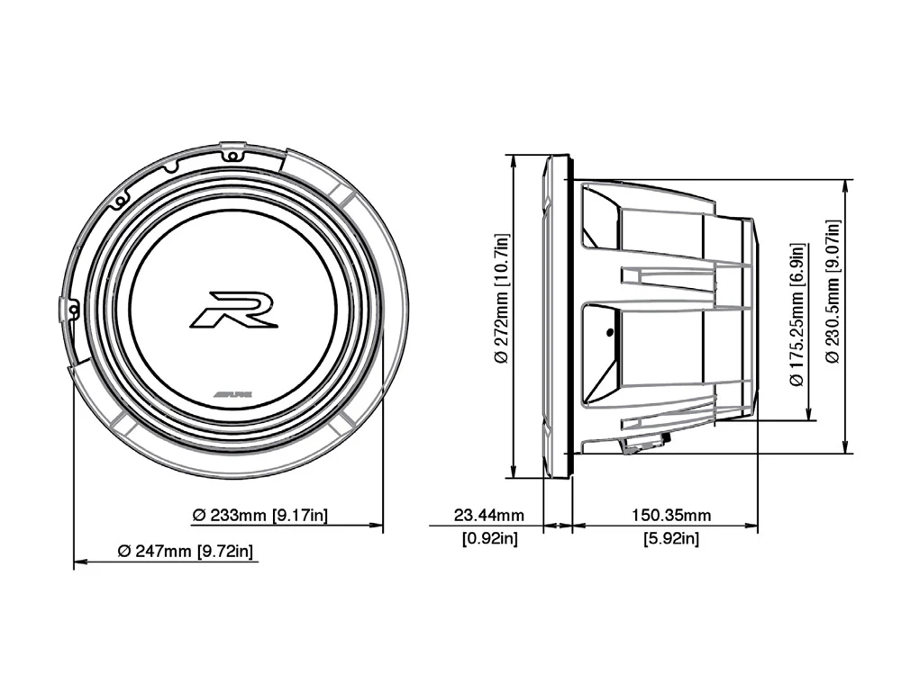 R2-W10D4 ALPINE R2 SERIES 10 SUBWOOFER WITH DUAL 4-OHMVOICE COILS 2250 WATTS PEAKS - Image 5