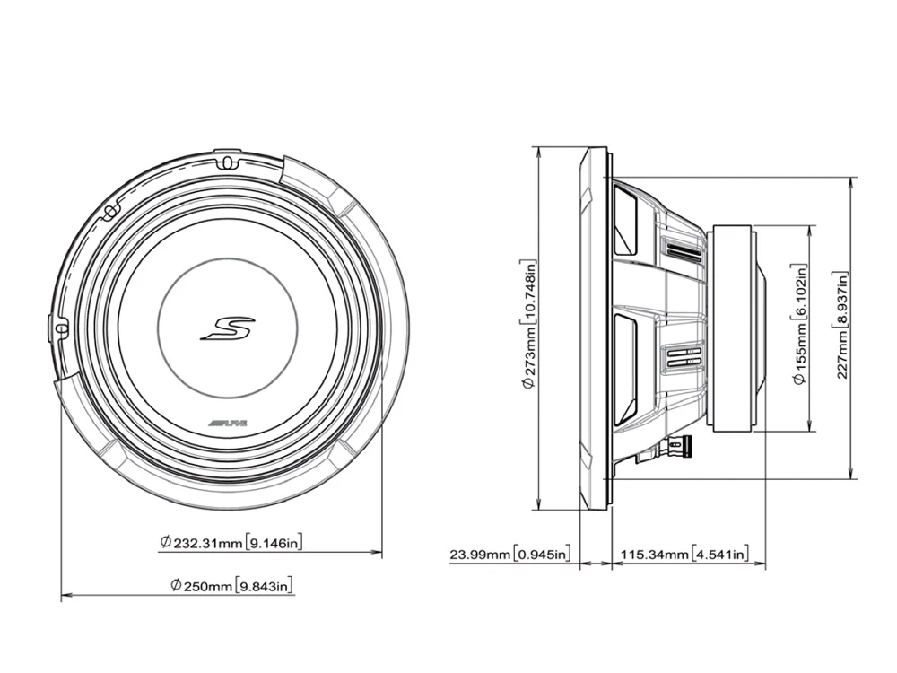S-W10D4 ALPINE S-SERIES 10 SUBWOOFER WITH DUAL 4-OHMVOICE COILS, 600 WATTS RMS - Image 6