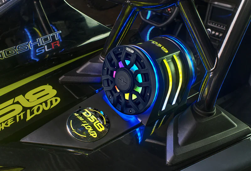 SLG-HD6LDV2 Polaris Slingshot Headrest Speaker Pods Loaded | 2 x NXL-IQ6/BK Speakers and Digital LED Lights | 2015 - Current - Image 2