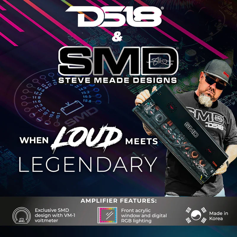SMD-200.4AB SMD 4-Channel Class AB Amplifier with VM-1 Voltmeter and Digital LED Lights 4 x 200W at 2-ohm - Steve Meade Designs - Image 2