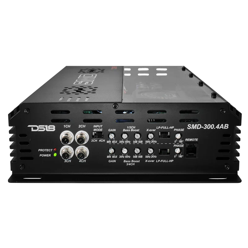 SMD-300.4AB SMD 4-Channel Class AB Amplifier with VM-1 Voltmeter and Digital LED Lights 4 x 300W at 2-Ohm - Steve Meade Designs - Image 4