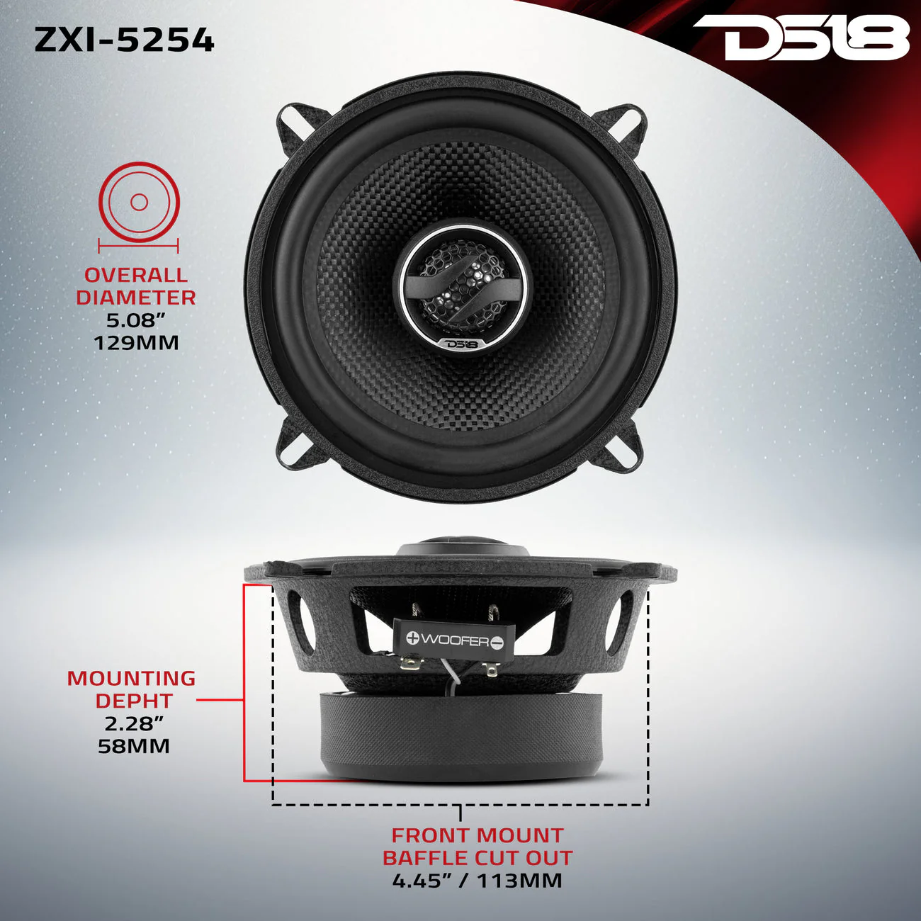 ZXI-5254 2-Way Coaxial Speakers with Kevlar Cone 60 Watts Rms 4-Ohm - Image 8